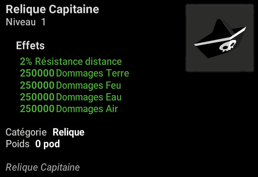 Relique Capitaine P80 Bonus